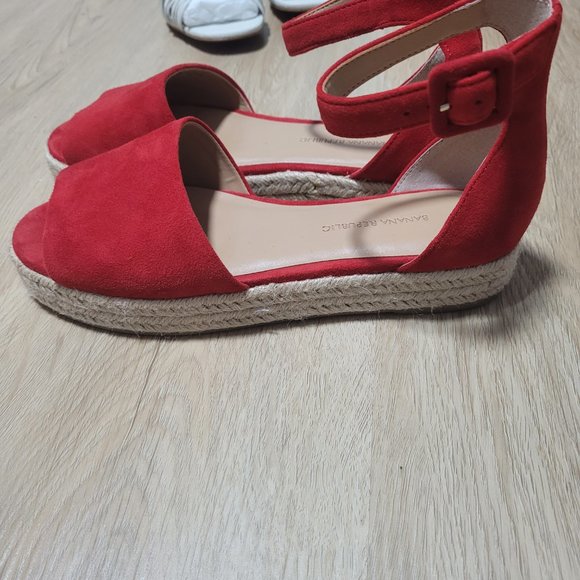 Red flat leather espadrilles - Picture 2 of 4